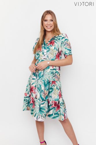 MUSE gathered and layered dress (leaf-floral print)