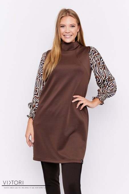 BIRDIE High-neck sleeveless dress (brown)