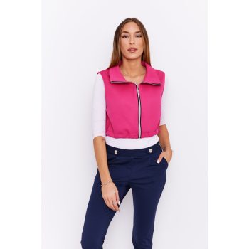   JUDY Magas nyakú, rövid mellény gumizott derékkal,pink,L/XL,YOUNG&FREE,TARAxVIKTORI