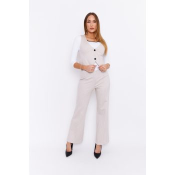 CINNIA High-rised wide-leg buttoned palazzo trousers