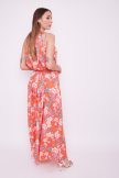 Miami women's dress, gathered-neck tie-waist long dress, Tara x Viktori, Young & Free Collection