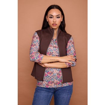   Nadiah women's vest, high-neck short vest with zipper, Tara x Viktori, Young & Free Collection