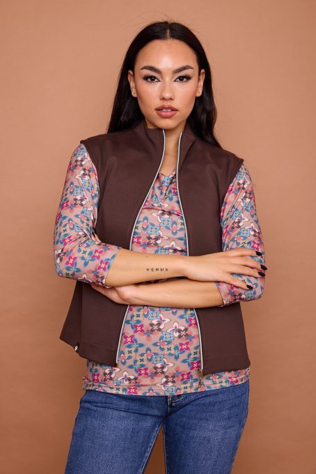 Nadiah women's vest, high-neck short vest with zipper, Tara x Viktori, Young & Free Collection