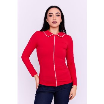   Zille women's polo shirt with collar and pearl-embellished collar