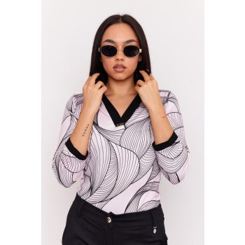   Napoli női felső, V-kivágással és gallérral, Tara x Viktori, mintás,S,Young & Free Kollekció