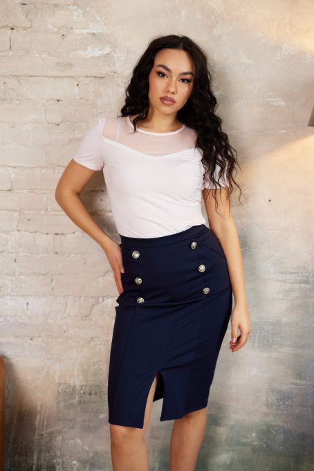 Borbia women’s top – mesh-detailed, short-sleeve, fitted elegant T-shirt,Tara x Viktori, Young & Free Collection