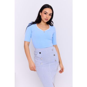 Hedinke women's top Curved V-neck top, Tara x Viktori