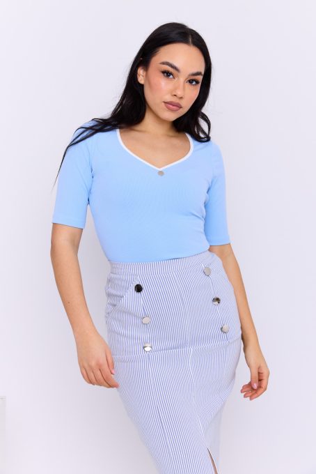 Hedinke women's top Curved V-neck top, Tara x Viktori