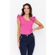 Smaragd női póló rakott vállú, V-nyakú női póló,pink,L,Tara x Viktori