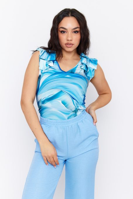 HANNA women's V-neck top with pleated shoulders 