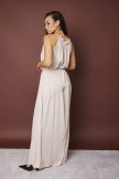 Miami női ruha, húzott nyakú maxi ruha,bézs,Tara x Viktori, Young & Free Kollekció