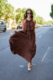 Miami női ruha, húzott nyakú maxi ruha,barna,Tara x Viktori, Young & Free Kollekció