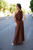 Miami női ruha, húzott nyakú maxi ruha,barna,Tara x Viktori, Young & Free Kollekció