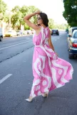 Miami női ruha, húzott nyakú maxi ruha,mintás,Tara x Viktori, Young & Free Kollekció