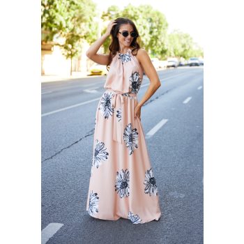   Miami női ruha, húzott nyakú maxi ruha,mintás,Tara x Viktori, Young & Free Kollekció