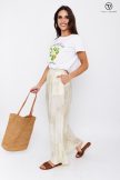SYDNEY bő szárú női nyári nadrág – természetes hatású, lenge viselet,bézs,M-L,YOUNG & FREE