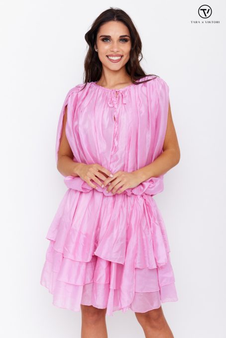 Anora ujjatlan selyem ruha,rózsaszín,one size