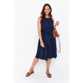   Giselle női ruha, húzott nyakú,megkötős,sötétkék,S-M,Tara x Viktori, Young & Free Kollekció