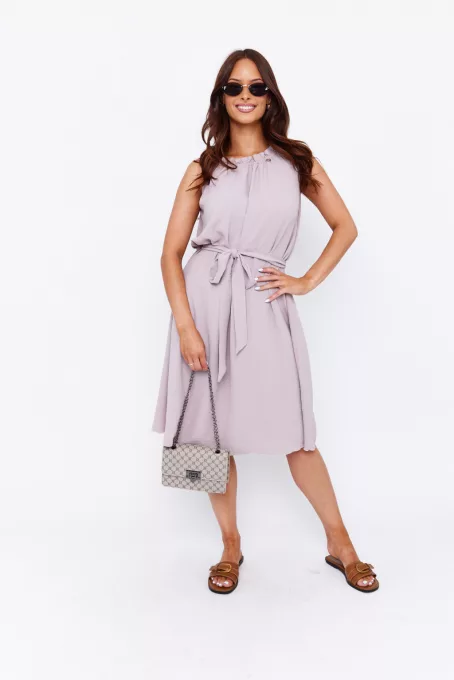 Giselle női ruha, húzott nyakú,megkötős,bézs,L-XL,Tara x Viktori, Young & Free Kollekció