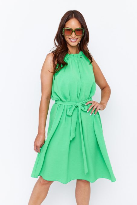 Giselle női ruha, húzott nyakú,megkötős,zöld,S-M,Tara x Viktori, Young & Free Kollekció