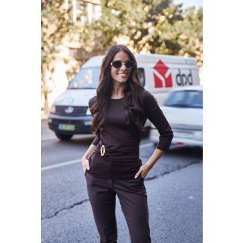 Michelle women's twist waist top with decorative buckle