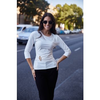 Michelle women's twist waist top with decorative buckle