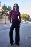 HAYLEY női hosszú ujjú póló –feliratos,bordó,L,Tara X Viktori,YOUNG&FREE Kollekció