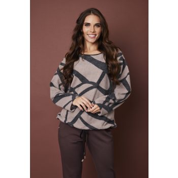   VIGO női kötött tunika mintás – meleg, húzott aljú, kerek nyakú pulóver fazon,mintás,S-M,Tara X Viktori