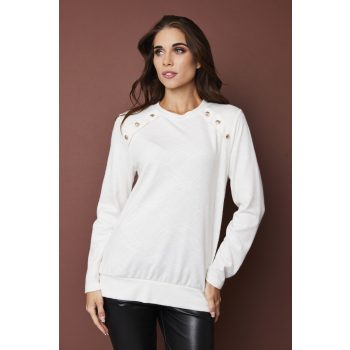   SALYSSA women’s knitted sweater – longline buttoned shoulder tunic