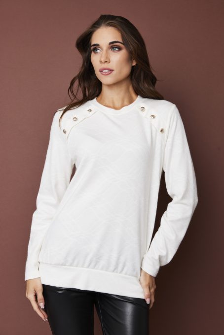 SALYSSA women’s knitted sweater – longline buttoned shoulder tunic