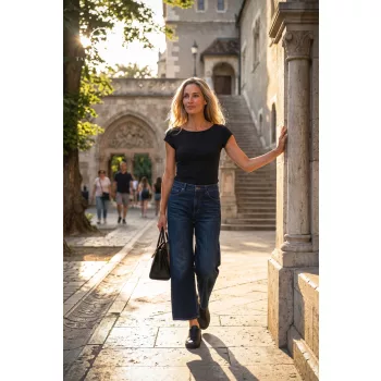   Celine női póló, kerek nyakú testhezálló női felső,fekete,S,Tara x Viktori, Young & Free Kollekció