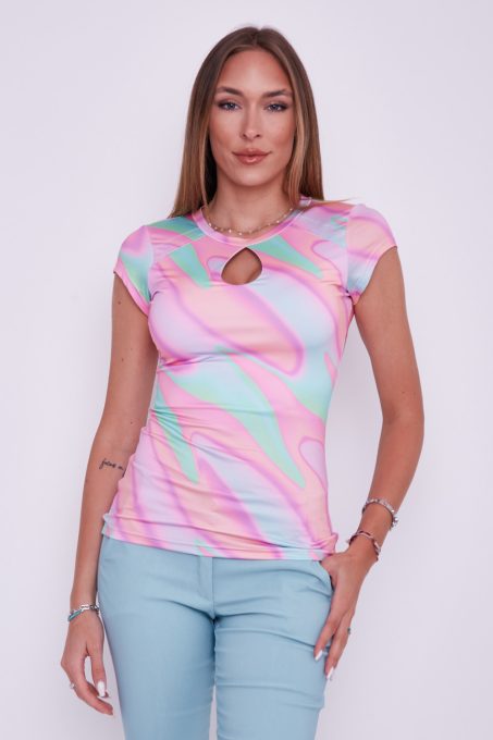 Emily női póló csepp alakú kivágással, betéttel,mintás,XL, Tara x Viktori