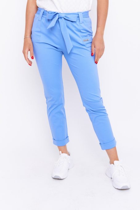 Samantha női nadrág, magas gumis derekú nadrág, zsebekkel,megkötővel,babakék,M, Tara x Viktori