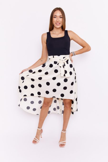 Jamina women's skirt, shorter in the front and longer in the back, pleated details at the waistline, Tara x Viktori