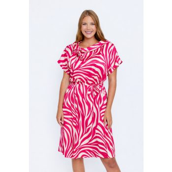   Magnolia női ruha, sálgalléros, denevér ujjú bővebb ruha megkötővel,mintás,L, Tara x Viktori