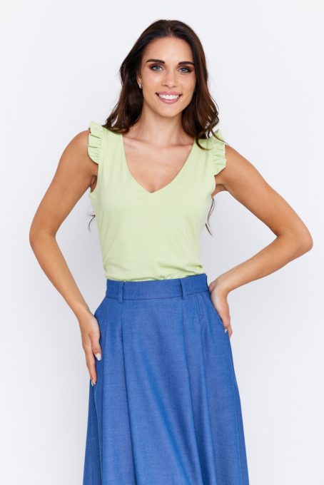 KITTI fodros vállú női topp,V nyakkivágással,világoszöld,M,Tara X Viktori