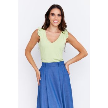   KITTI fodros vállú női topp,V nyakkivágással,világoszöld,XL,Tara X Viktori