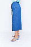 BERYL blue palazzo pants for women – wide-leg summer trousers with elastic waist and linen-effect fabric