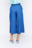 BERYL blue palazzo pants for women – wide-leg summer trousers with elastic waist and linen-effect fabric