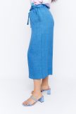 BERYL blue palazzo pants for women – wide-leg summer trousers with elastic waist and linen-effect fabric