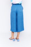 BERYL blue palazzo pants for women – wide-leg summer trousers with elastic waist and linen-effect fabric