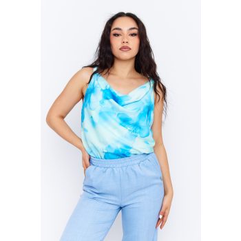   TIERA women's sleeveless top with tie straps and draped neckline – patterned