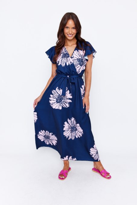 FLORENCE women's dress – wrap front, elastic waist, wide skirt summer dress