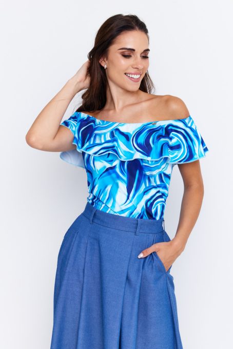 SUNSHINE spanyol fodros női topp,mintás,L,Tara X Viktori