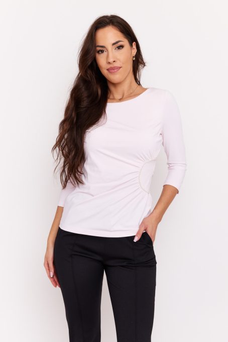 Mango women's top, round-neck, detailed top, Tara x Viktori