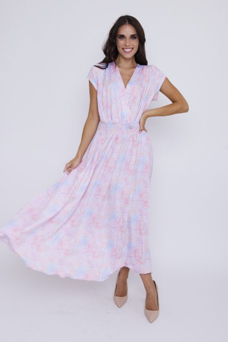 MAITRE női ruha-átlapolt, gumis derekú, hosszú ruha,mintás,S,Tara X Viktori