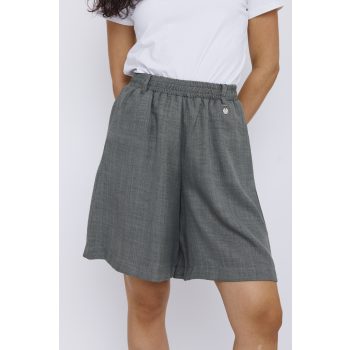   MEGAN women’s linen shorts – summer elastic waist shorts with pockets and belt loops