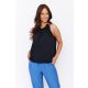 SUNNY női ujjatlan top– gumis aljú, fodros nyakú, elegáns felső,fekete,L-XL,TaraxViktori
