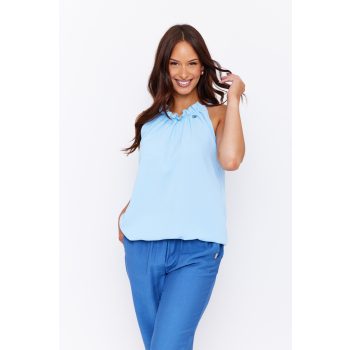   SUNNY női ujjatlan top– gumis aljú, fodros nyakú, elegáns felső,világoskék,S-M,TaraxViktori