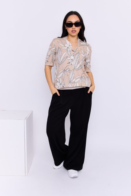 Viola women's top, high-and-V-neck tunic, Tara x Viktori